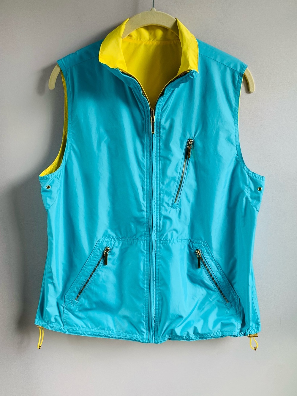 Vintage Retro Lauren Ralph Lauren Reversible Vest Zip Front Neon Bright EUC S